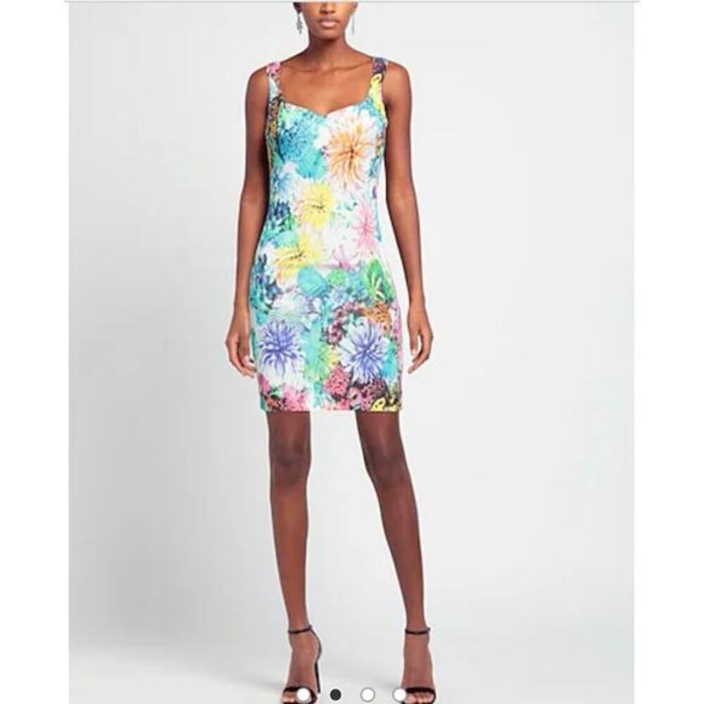 Just Cavalli dress Size 4‎ S IT 40 Floral sheath bodycon mini pastels Colorful